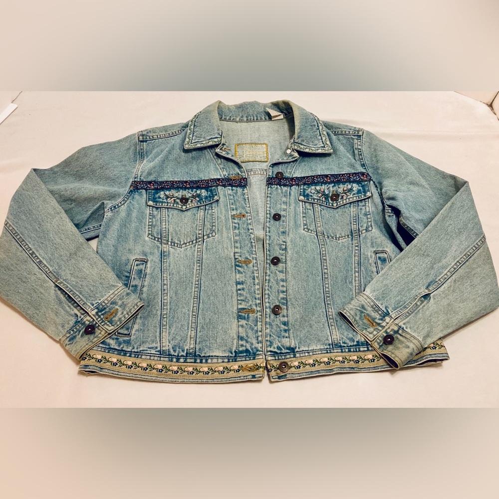 Distressed Liz Claiborne Denim Jacket, Petite M